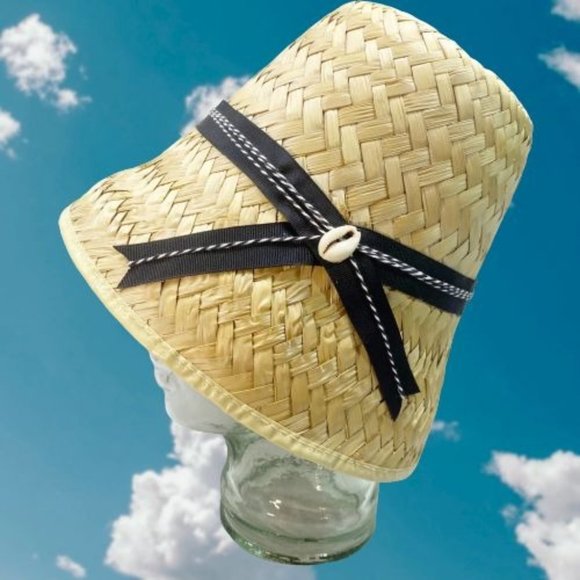 Handmade Accessories - Tan Straw Handmade Bucket Hat OS